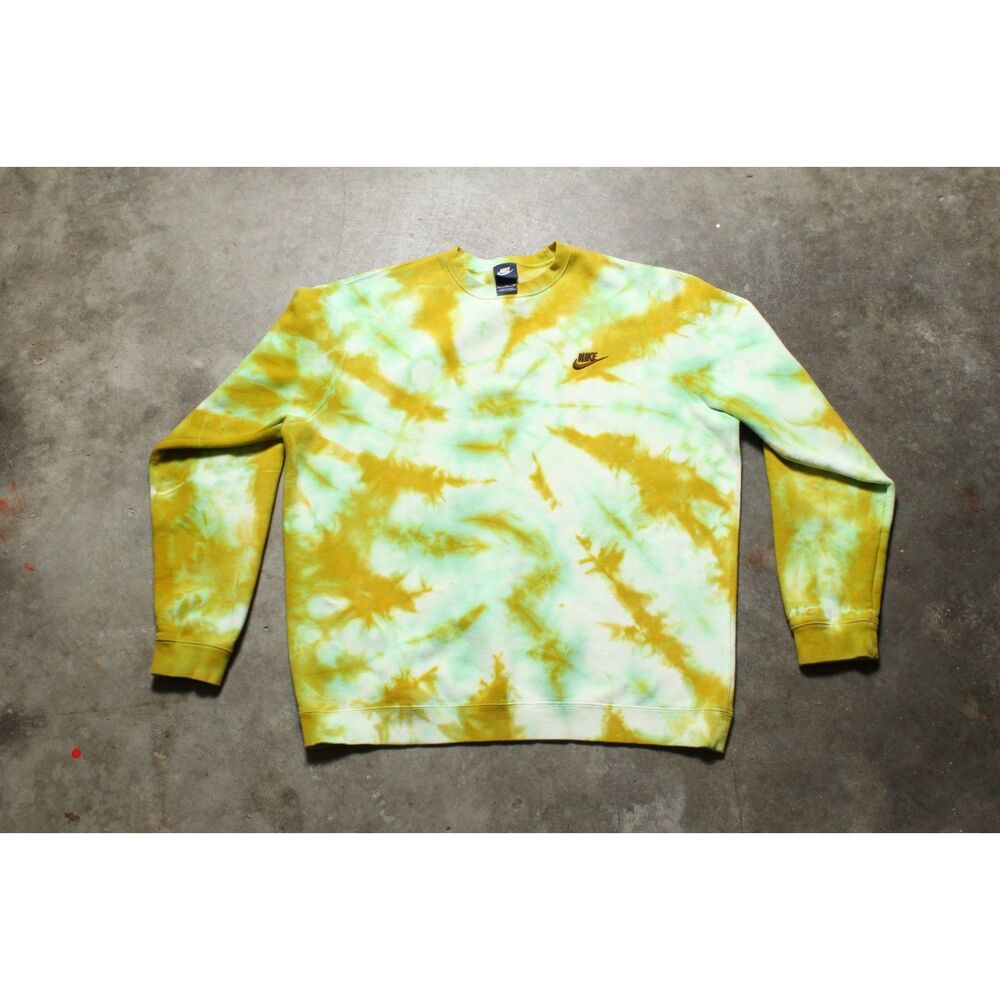 Vintage Y2K Nike One of a Kind Tie Dye Chartreuse Green Sweatshirt - XL